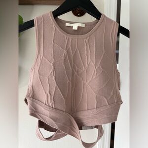 Jonathan Simkhai blush pink textured sleeveless crop top